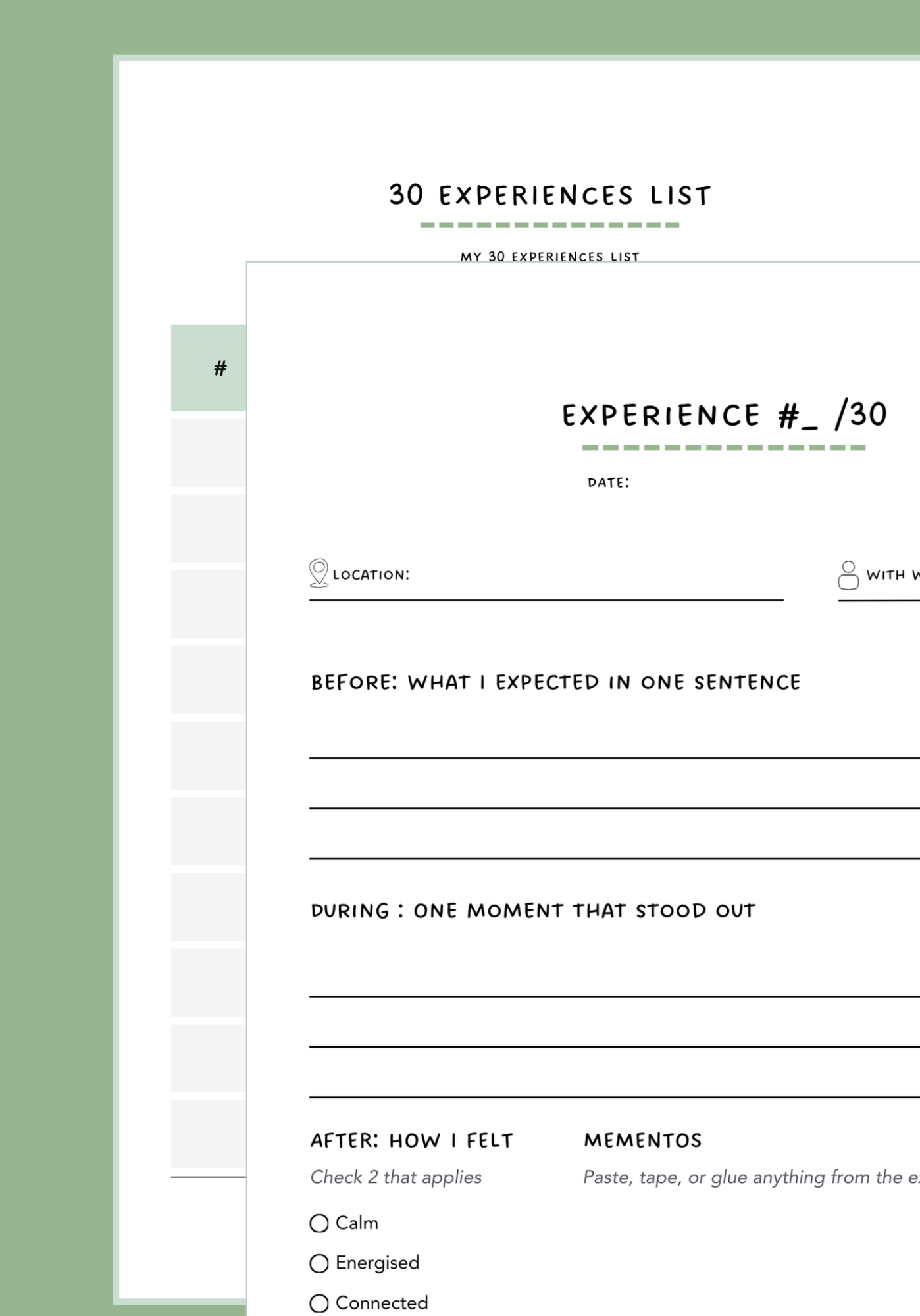 Experience journal